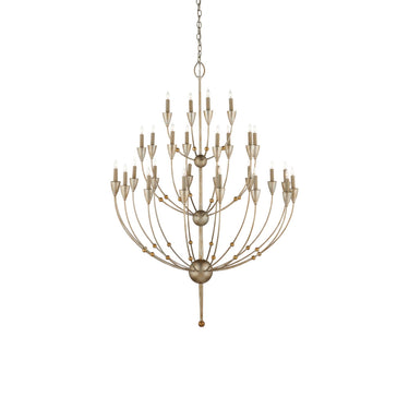 Currey & Company 9159 Paradox 28 Light Chandelier in Silver Granello/Gold Leaf 1