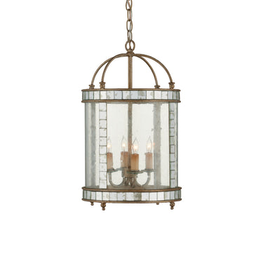 Currey & Company 92 Corsica 4 Light Lantern in Harlow Silver Leaf/Antique Mirror 1