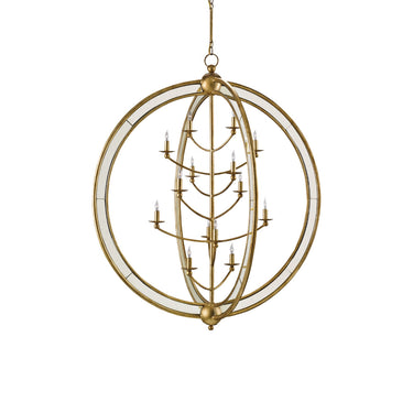 Currey & Company 9236 Aphrodite Orb 14 Light Chandelier in Gold Granello/Antique Mirror 1