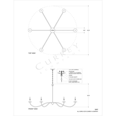 Currey & Company 9267 Saxon 6 Light Chandelier in Zanzibar Black 6