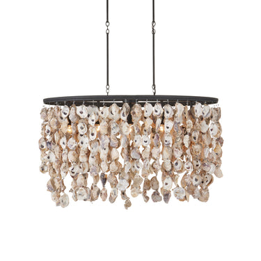 Currey & Company 9492 Stillwater Oval 5 Light Chandelier in Natural/Blacksmith 1