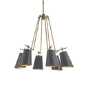 Currey & Company 9503 Jean-Louis 6 Light Chandelier in Old Brass/Marbella Black/Contemporary Gold Leaf 3