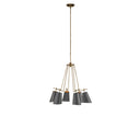 Currey & Company 9503 Jean-Louis 6 Light Chandelier in Old Brass/Marbella Black/Contemporary Gold Leaf 4