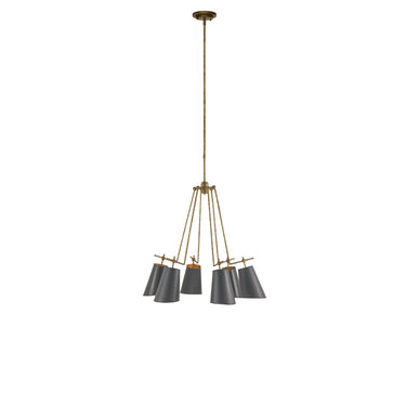 Currey & Company 9503 Jean-Louis 6 Light Chandelier in Old Brass/Marbella Black/Contemporary Gold Leaf 4