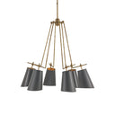 Currey & Company 9503 Jean-Louis 6 Light Chandelier in Old Brass/Marbella Black/Contemporary Gold Leaf 1