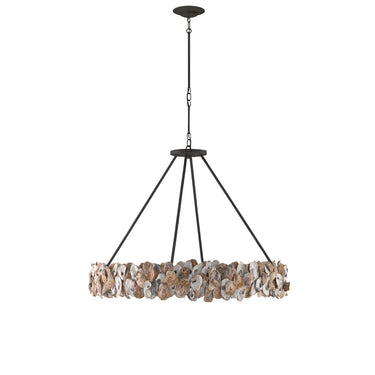 Currey & Company 9672 Oyster 8 Light Chandelier in Textured Bronze/Natural 5
