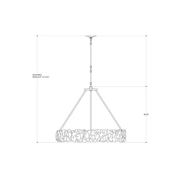Currey & Company 9672 Oyster 8 Light Chandelier in Textured Bronze/Natural 6