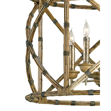 Currey & Company 9694 Palm Beach 4 Light Lantern in Pyrite Bronze/Washed Wood/Natural 2