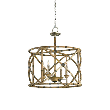 Currey & Company 9694 Palm Beach 4 Light Lantern in Pyrite Bronze/Washed Wood/Natural 1