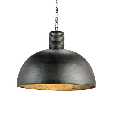 Currey & Company 9781 Saga 1 Light Pendant in Dark Blackened Steel - Crescent Harbor