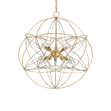 Currey & Company 9840 Zenda Orb 10 Light Chandelier in Contemporary Gold Leaf/Contemporary Silver Leaf 1