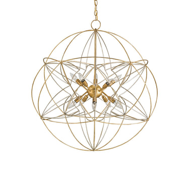 Currey & Company 9840 Zenda Orb 10 Light Chandelier in Contemporary Gold Leaf/Contemporary Silver Leaf - Crescent Harbor