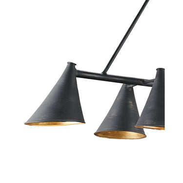Currey & Company 9841 Culpepper Rectangular 6 Light Chandelier in French Black/Contemporary Gold Leaf 2
