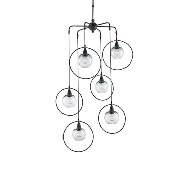 Currey & Company 9869 Moorsgate Multi Pendant in Blacksmith/Old Brass 1
