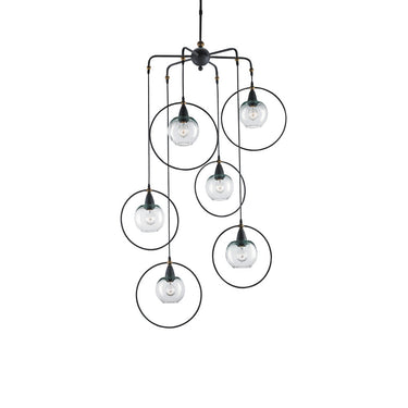 Currey & Company 9869 Moorsgate Multi Pendant in Blacksmith/Old Brass - Crescent Harbor