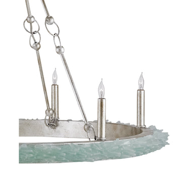 Currey & Company 9870 Tidewater 6 Light Chandelier in Silver Granello/Seaglass 2