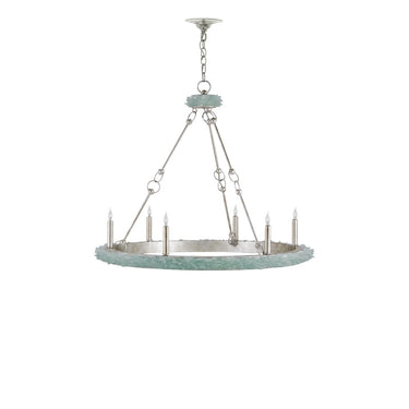 Currey & Company 9870 Tidewater 6 Light Chandelier in Silver Granello/Seaglass 3