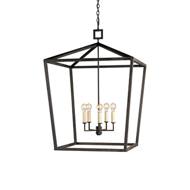 Currey & Company 9871 Denison Grande 5 Light Lantern in Mole Black - Crescent Harbor