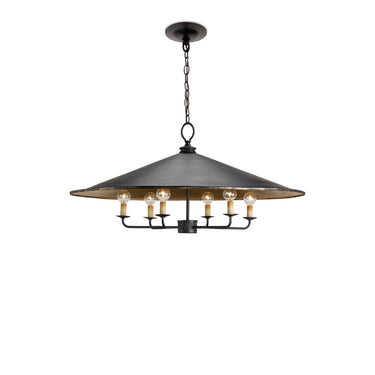 Currey & Company 9873 Brussels 6 Light Chandelier in French Black/Contemporary Gold 5