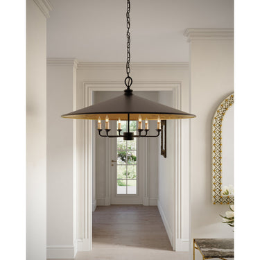 Currey & Company 9873 Brussels 6 Light Chandelier in French Black/Contemporary Gold 7