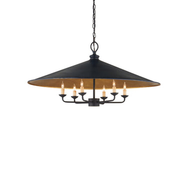 Currey & Company 9873 Brussels 6 Light Chandelier in French Black/Contemporary Gold - Crescent Harbor