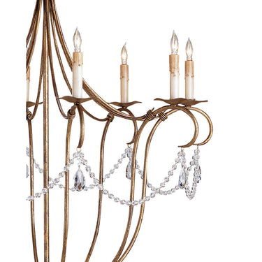 Currey & Company 988-C Crystal 8 Light Chandelier in Rhine Gold - Crescent Harbor