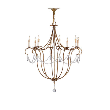 Currey & Company 988-C Crystal 8 Light Chandelier in Rhine Gold - Crescent Harbor