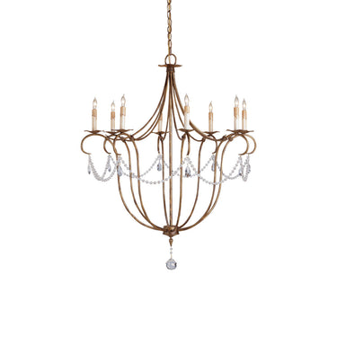 Currey & Company 988-C Crystal 8 Light Chandelier in Rhine Gold - Crescent Harbor