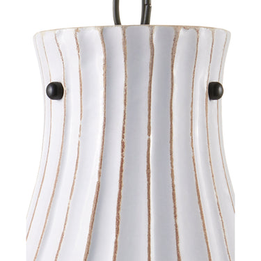 Currey & Company 9901 Jazz Pendant in Satin Black/White Crackle 4
