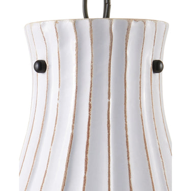 Currey & Company 9901 Jazz Pendant in Satin Black/White Crackle - Crescent Harbor