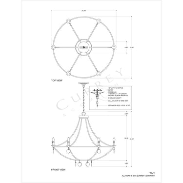Currey & Company 9921 Novella 6 Light Chandelier in Mayfair 5
