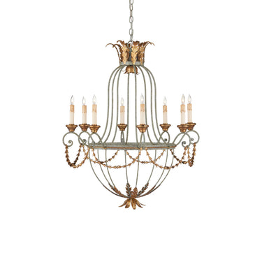 Currey & Company 9948 Elegance 8 Light Chandelier in Etruscan/Gold Leaf 1