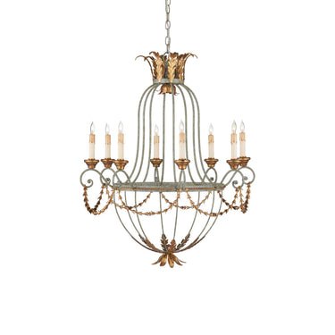 Currey & Company 9948 Elegance 8 Light Chandelier in Etruscan/Gold Leaf - Crescent Harbor