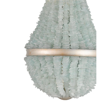 Currey & Company 9966 Platea 3 Light Chandelier in Contemporary Silver Leaf/Seaglass 2