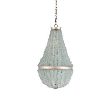 Currey & Company 9966 Platea 3 Light Chandelier in Contemporary Silver Leaf/Seaglass 3