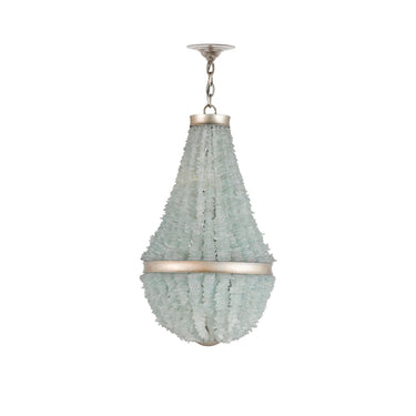 Currey & Company 9966 Platea 3 Light Chandelier in Contemporary Silver Leaf/Seaglass 4