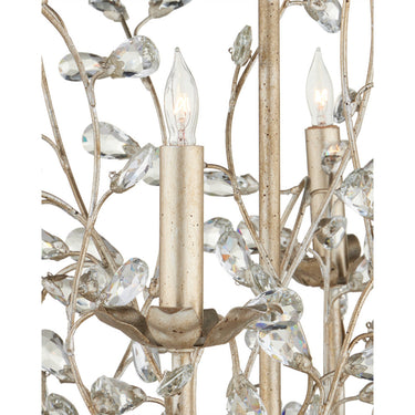 Currey & Company 997 Crystal Bud 8 Light Chandelier in Silver Granello - Crescent Harbor