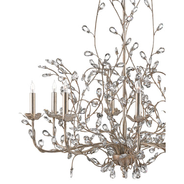 Currey & Company 997 Crystal Bud 8 Light Chandelier in Silver Granello 4