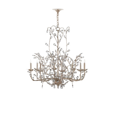 Currey & Company 997 Crystal Bud 8 Light Chandelier in Silver Granello 5
