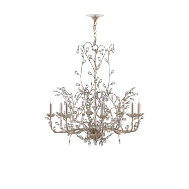 Currey & Company 997 Crystal Bud 8 Light Chandelier in Silver Granello - Crescent Harbor