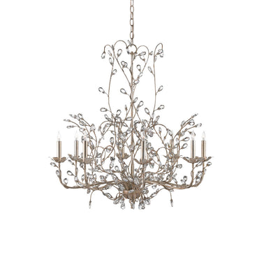 Currey & Company 997 Crystal Bud 8 Light Chandelier in Silver Granello - Crescent Harbor
