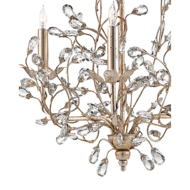 Currey & Company 9974 Crystal Bud Silver Small Chandelier in Silver Granello - Crescent Harbor