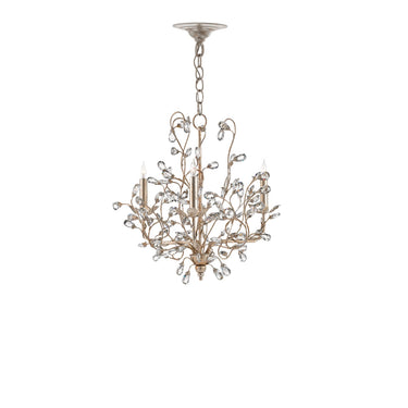Currey & Company 9974 Crystal Bud Silver Small Chandelier in Silver Granello 5