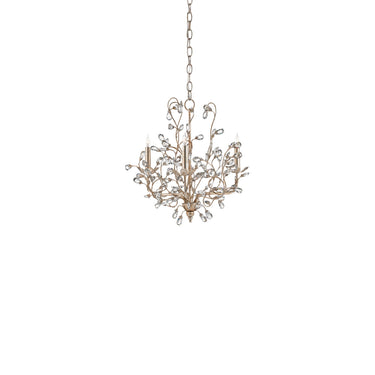 Currey & Company 9974 Crystal Bud Silver Small Chandelier in Silver Granello 1