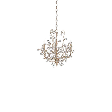 Currey & Company 9974 Crystal Bud Silver Small Chandelier in Silver Granello - Crescent Harbor
