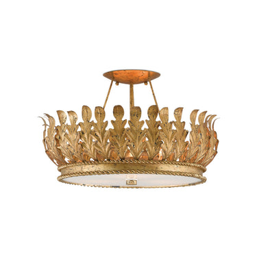 Currey & Company 9999-0024 Biddulph Semi-Flush in Gold Leaf - Crescent Harbor