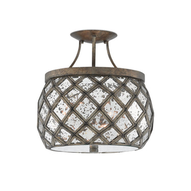 Currey & Company 9999-0029 Buckminster Semi-Flush in Pyrite Bronze/Raj Mirror 1