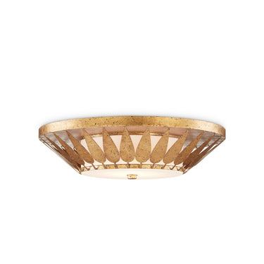 Currey & Company 9999-0055 Floris Flush Mount in New Gold Leaf/Milky Glass - Crescent Harbor