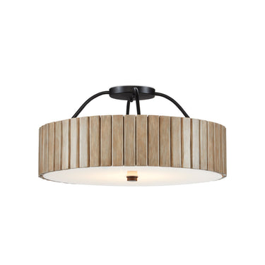 Currey & Company 9999-0058 Tetterby 1 Light Semi-Flush in Black/Natural - Crescent Harbor