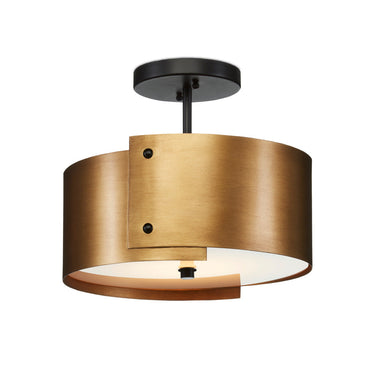 Currey & Company 9999-0063 Ritsu 1 Light Semi-Flush in Antique Brass/Black - Crescent Harbor